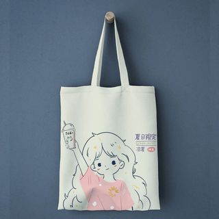 Túi Vải Canvas Hoạt Hình Cô Bé Trà Sữa Tuzi Túi Xách Dạo Phố Tiện Nghi MEILI STORE