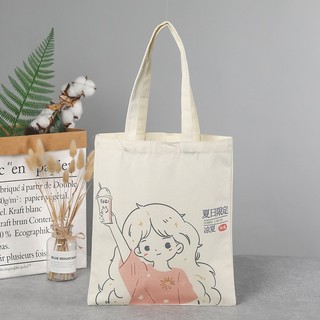 Túi Vải Canvas Hoạt Hình Cô Bé Trà Sữa Tuzi Túi Xách Dạo Phố Tiện Nghi MEILI STORE