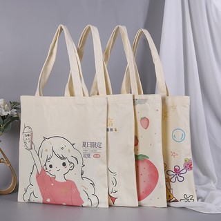 Túi Vải Canvas Hoạt Hình Cô Bé Trà Sữa Tuzi Túi Xách Dạo Phố Tiện Nghi MEILI STORE