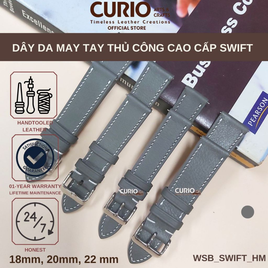 Dây đồng hồ da thủ công Swift cho Iwatch, tặng hộp gỗ + bộ chốt + khóa gài – WSB_SWIFT CURIO LEATHER