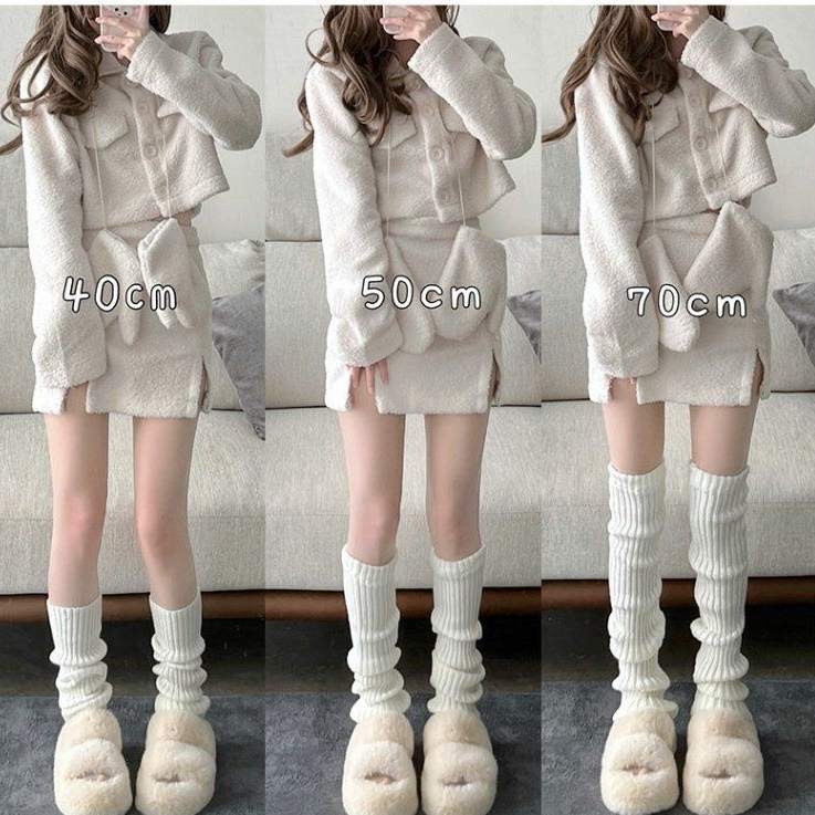Vớ ống chân y2k lolita dệt kim đen trắng giữ ấm mua đông cao cấp Design By 3B phong cách tất vớ đùi Lolita dễ thương