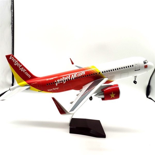 Ảnh Mô hình máy bay Vietjet Air 47 cm có đèn led bánh xe cao cấp 1