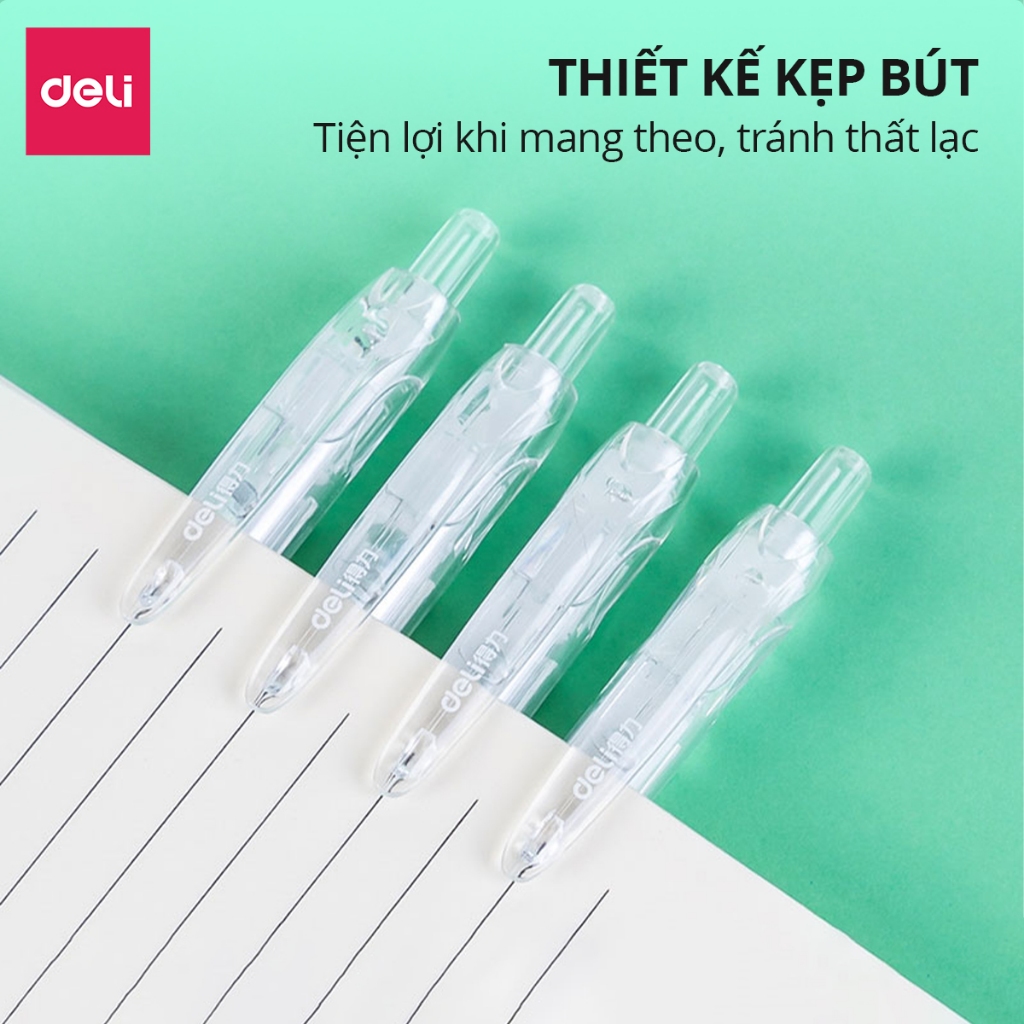 Ảnh Bút Gel Bút Bi Nước Deli A057B Mực Màu Đen Xanh Đỏ Chính Hãng Bút Mực Gel Ngòi 0.5mm Học Sinh Sinh Viên 4