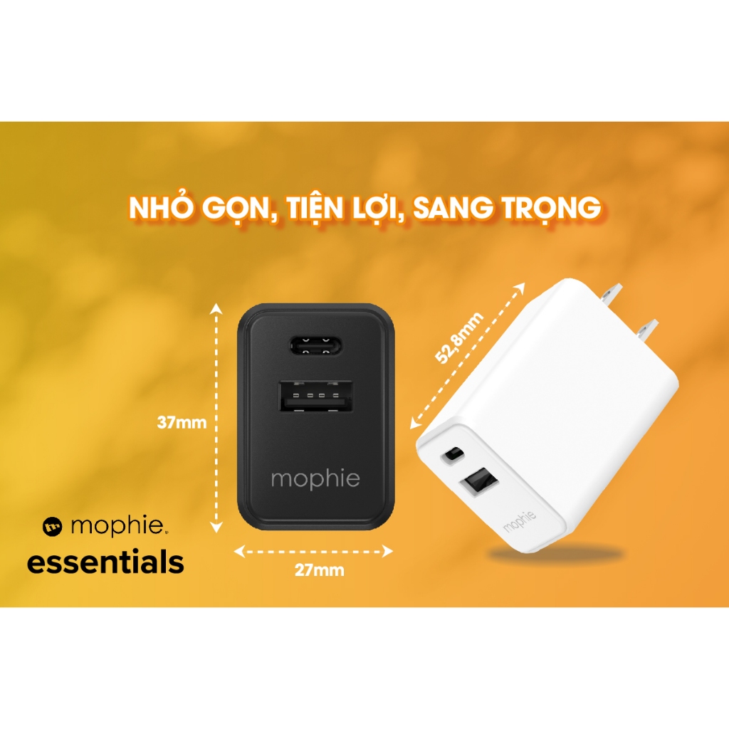 Combo sạc nhanh 30w Mophie Essential 2 cổng, Cáp C to C Hàng chính hãng bảo  hành 2 năm 1 đổi 1 - BH 12 THÁNG | Shopee Việt Nam