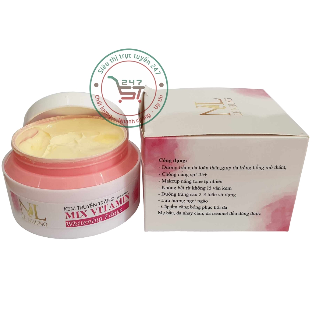 Kem body Trắng da toàn thân Chống nắng Giữ ẩm mix Vitamin Lê Nhung 250g (trắng-hồng)