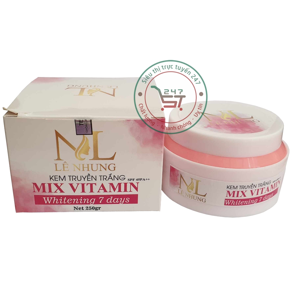Kem body Trắng da toàn thân Chống nắng Giữ ẩm mix Vitamin Lê Nhung 250g (trắng-hồng)