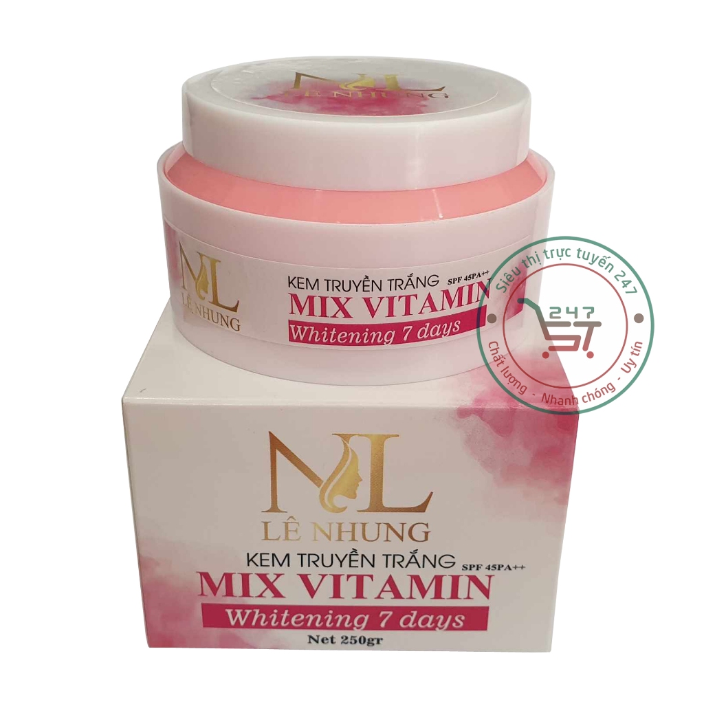 Kem body Trắng da toàn thân Chống nắng Giữ ẩm mix Vitamin Lê Nhung 250g (trắng-hồng)