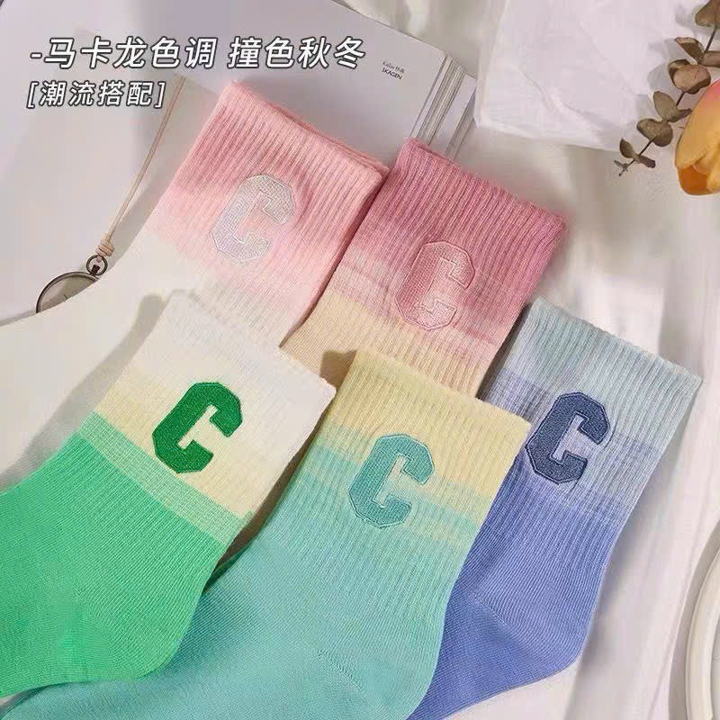 TÚI 10 ĐÔI TẤT CHỮ C CỔ CAO 7 MÀU SIÊU HÓT
