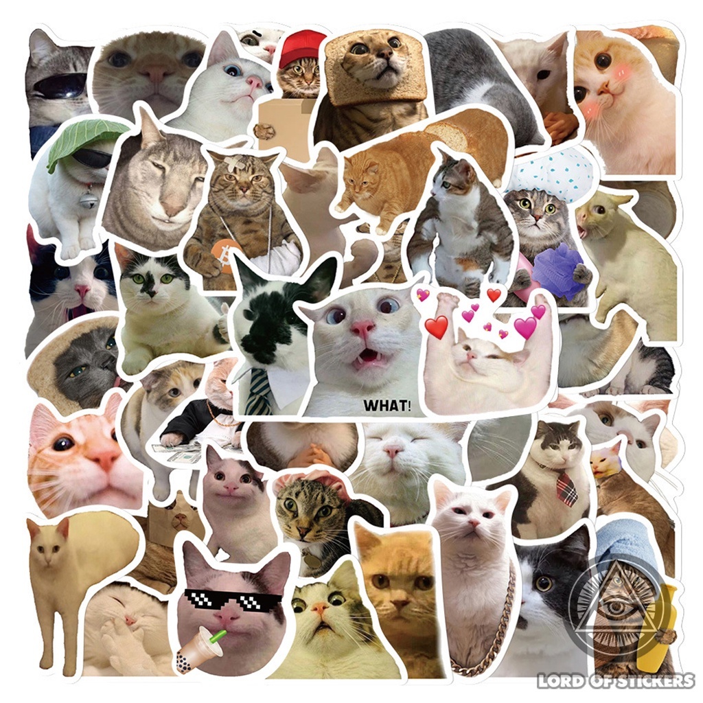 Set 50 Hình Dán Meme Sticker Mèo Cute Vui Nhộn Hài Hước Chống Thấm Nước ...