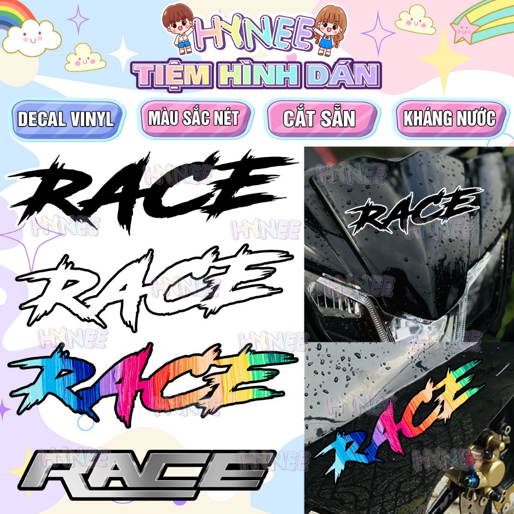 Tem Race, Tem Dán Xe Máy Race, Decal Trang Trí Xe Máy - Chất Liệu Decal ...
