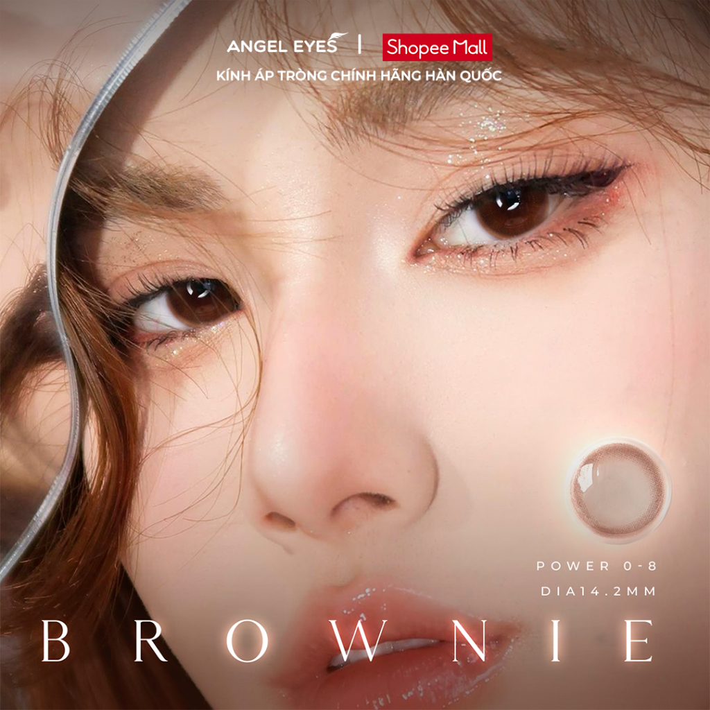 Ảnh Lens 1 ngày màu có độ cận gồm 2 màu nâu & xám siêu ẩm nhãn hiệu Angel Eyes Hàn Quốc - Đường kính 14.2mm - Độ cận 0-8 1