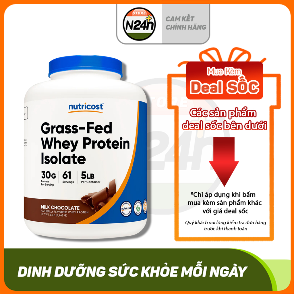 NUTRICOST GRASS FED WHEY PROTEIN ISOLATE 5LBS Bổ Sung Đạm Whey Sạch