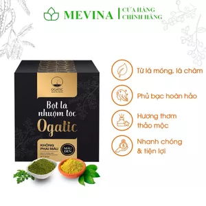 Bột Lá Nhuộm Tóc Ogatic,Thuốc Nhuộm Thảo Dược Phủ Bạc Từ Lá Móng Lá Chàm, Hàng Chính Hãng 100g