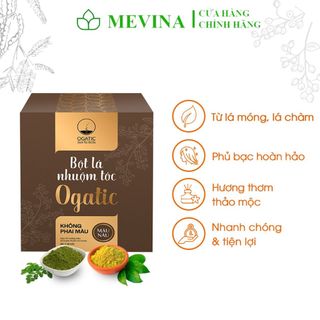 Bột Lá Nhuộm Tóc Ogatic,Thuốc Nhuộm Thảo Dược Phủ Bạc Từ Lá Móng Lá Chàm, Hàng Chính Hãng 100g
