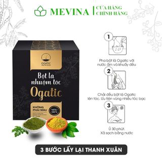 Bột Lá Nhuộm Tóc Ogatic,Thuốc Nhuộm Thảo Dược Phủ Bạc Từ Lá Móng Lá Chàm, Hàng Chính Hãng 100g