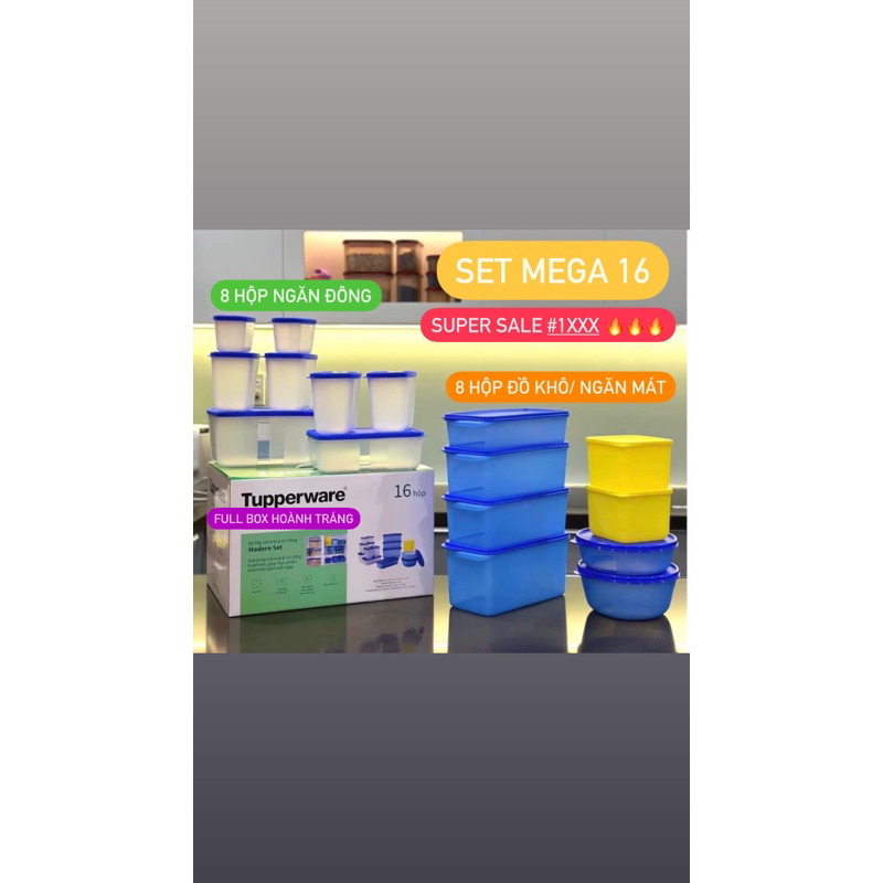 Set 16 hộp trữ đông và mát Tupperware Mega Modern - Hàng chính hãng ...