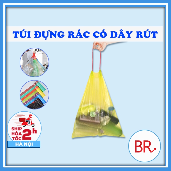 Combo 3 cuộn túi đựng rác sinh học tự hủy có dây rút - Túi nilon đựng ...