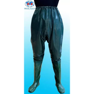 Ủng quần lội nước Hoa San màu xanh đế mềm size 35-43, ủng liền quần đế mềm, quần xanh 20