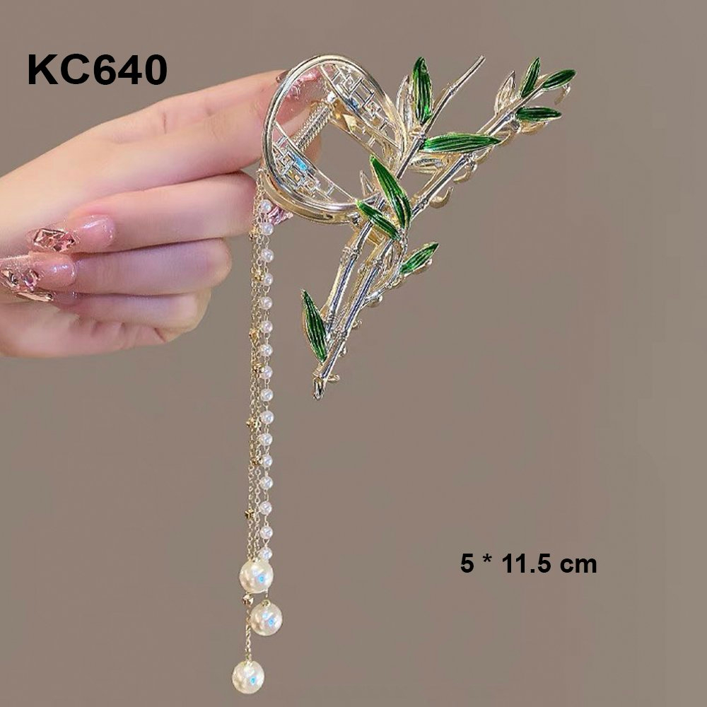 Ảnh GOTI – Kẹp Tóc Hình Lá Tre Xanh Phối Tua Rua Hạt Thanh Lịch – Phụ Kiện Thời Trang Làm Quà Tặng Dành Cho Nữ KC640 2