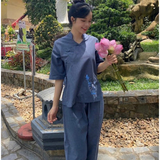 Trụ 5Nút Nơ An Yên Nữ # Đồ Lam Đi Chùa