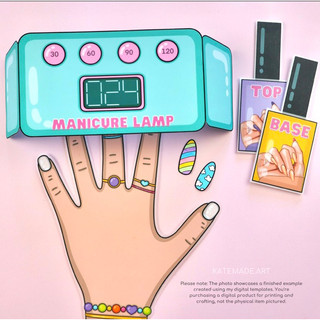 Bộ làm nail giấy mẫu 2 - Búp bê giấy