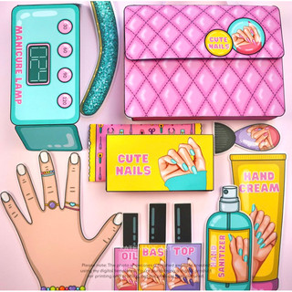 Bộ làm nail giấy mẫu 2 - Búp bê giấy