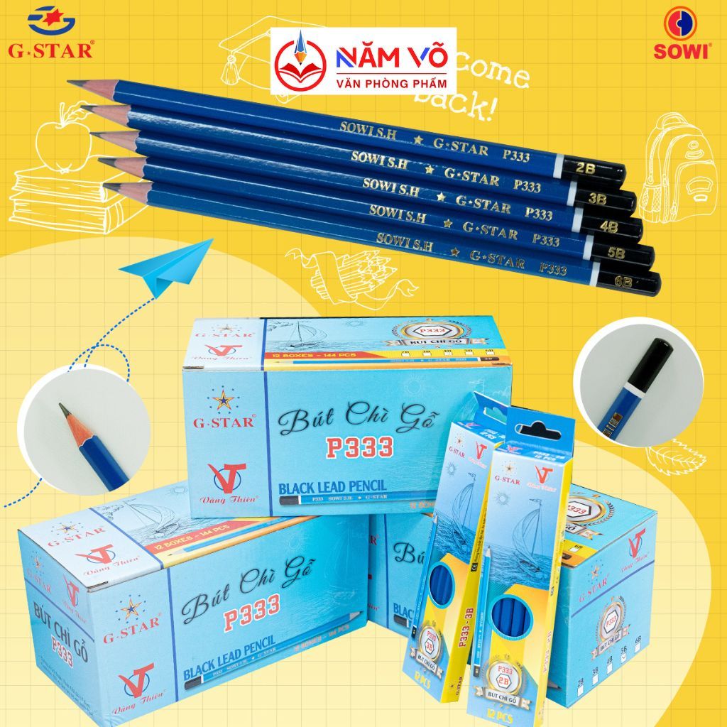 [P333] HỘP 12 Cây Bút Chì Đen / Viết Chì Đen Thân Gỗ Màu Xanh, G-Star ...