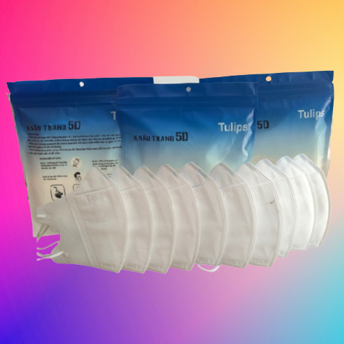 Combo 200 chiếc khẩu trang 5d tulips 3 lớp chống nắng, chống bụi, chống tia uv, kháng khuẩn