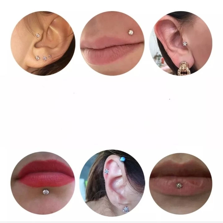 KHUYÊN TAI ĐÁ TRẤU - Khuyên thép y tế - Khuyên tai, môi, mũi, nẹp bump,... - Khuyên tai đính đá