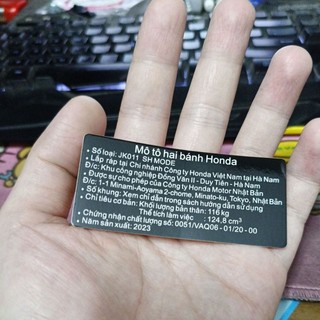 Tem thông số Sh mode 125 ( bán lẻ từng miếng )