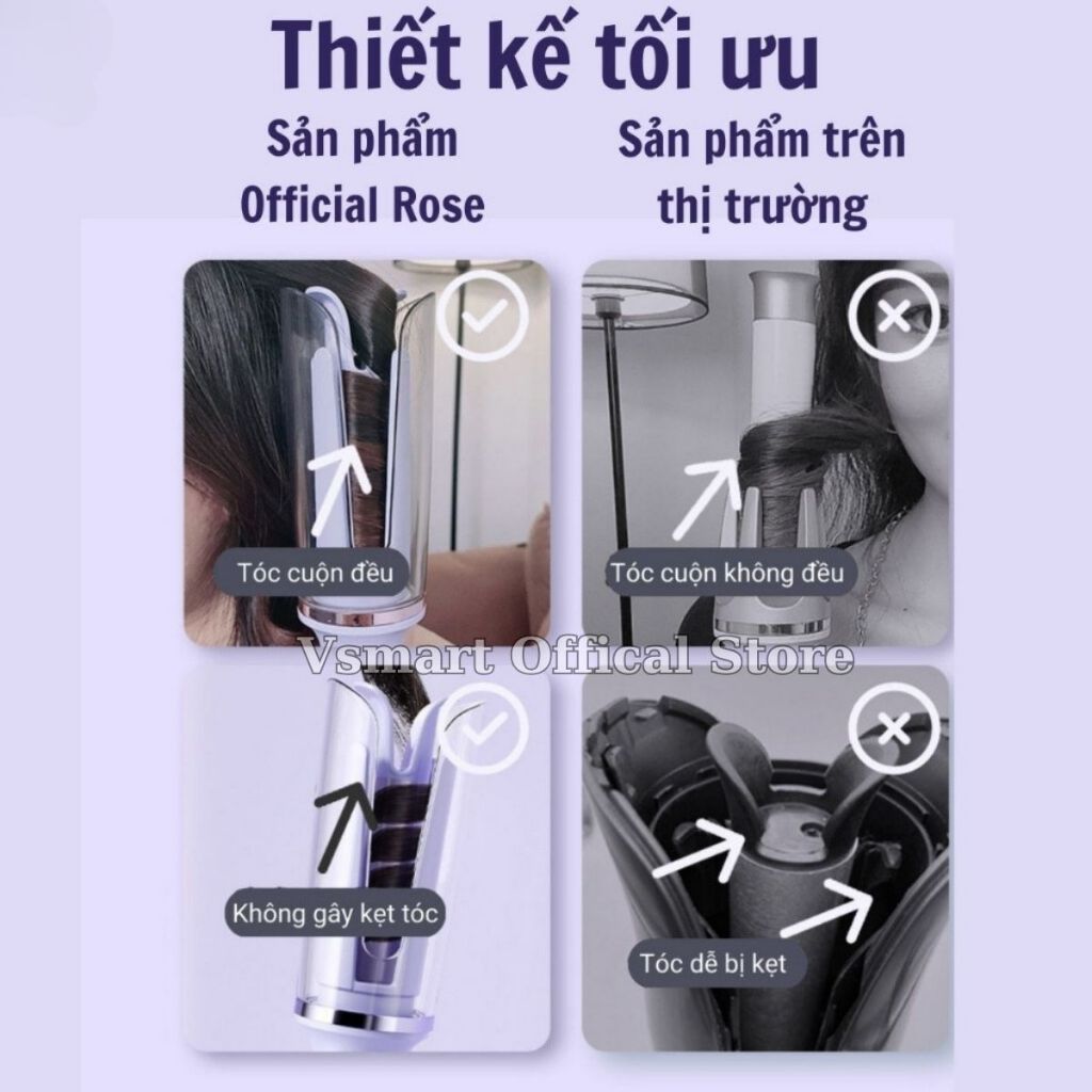 Máy uốn tóc tự động, Máy làm xoăn chính hãng tích hợp Ion âm bảo vệ tóc, chống bỏng, giữ nếp lâu, Máy uốn xoăn làm sóng