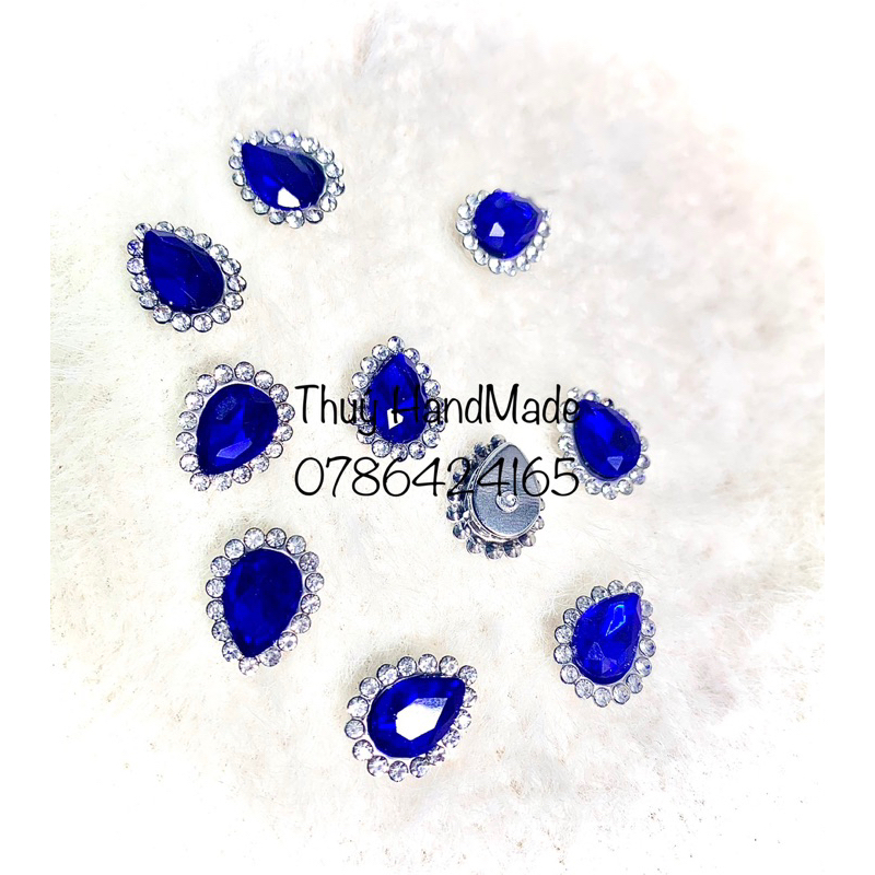Set 20 viên đá giọt nước 10x14mm viền xoàn trang trí áo dài