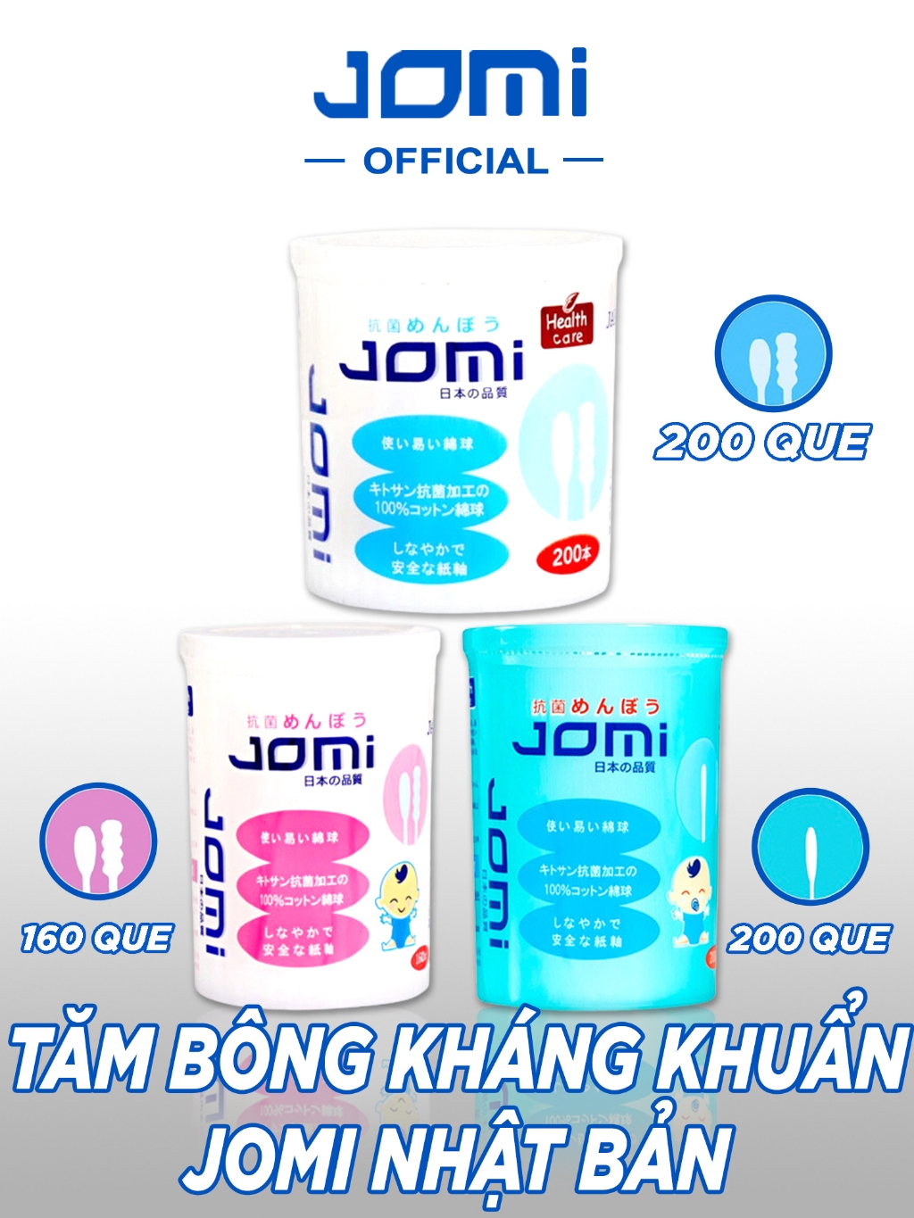 Tăm bông Jomi đủ size người lớn trẻ em sơ sinh chính hãng Nhật Bản Jomi ...