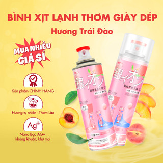 Chai xịt khử mùi giày dép Nano Bạc hương trái đào diệt khuẩn Shoes 2h 1 lọ 260ml, làm thơm.