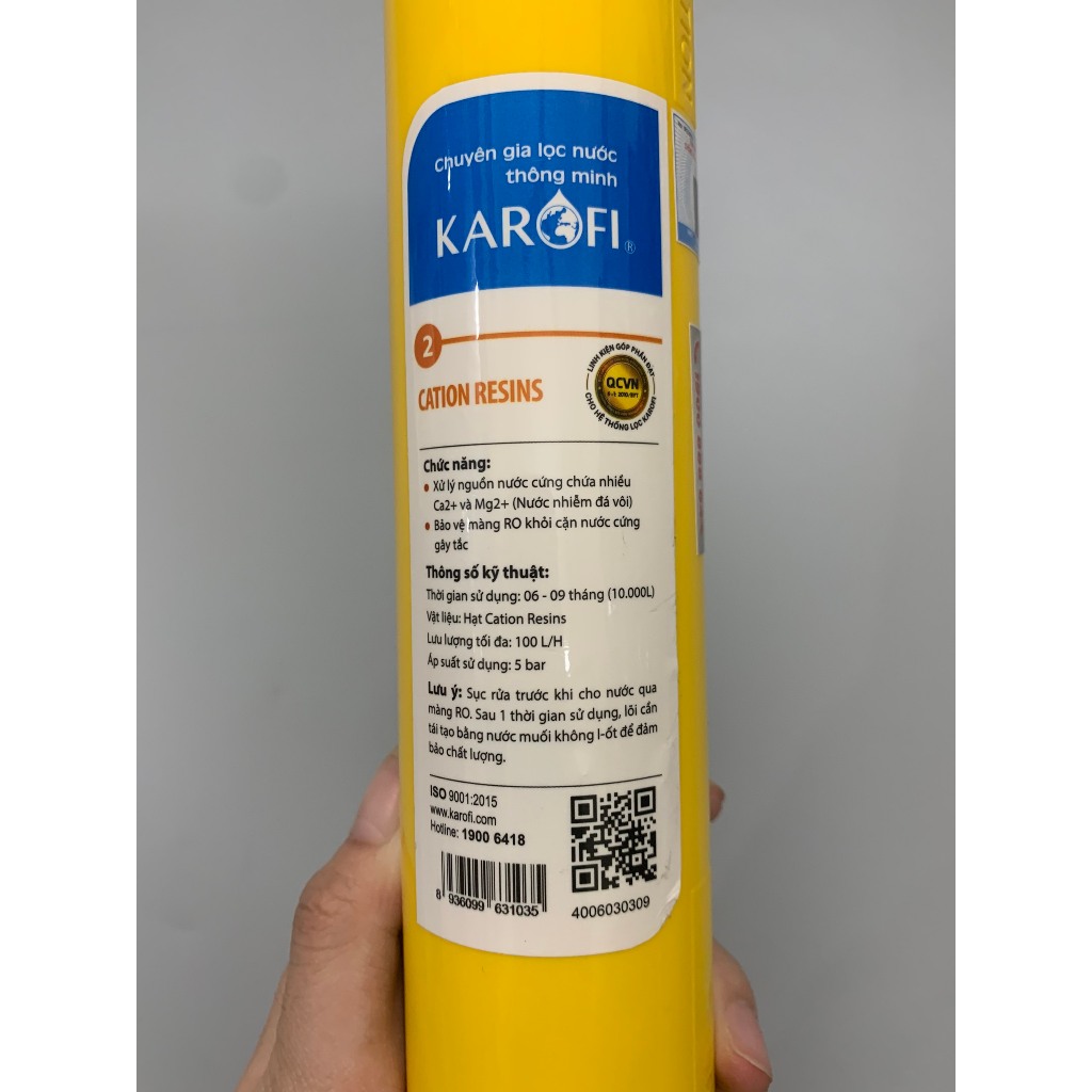 Lõi Số 2 Cation Resins Karofi Làm Mềm Nước Cứng Dòng Cắm Nhanh