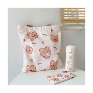 Túi Vải Canvas Thời Trang Hoạt Hình Dễ Thương Gấu Bear Happy Túi Dạo Phố Tiện Ích MEILI STORE