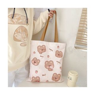 Túi Vải Canvas Thời Trang Hoạt Hình Dễ Thương Gấu Bear Happy Túi Dạo Phố Tiện Ích MEILI STORE