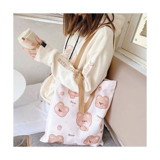 Túi Vải Canvas Thời Trang Hoạt Hình Dễ Thương Gấu Bear Happy Túi Dạo Phố Tiện Ích MEILI STORE