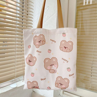 Túi Vải Canvas Thời Trang Hoạt Hình Dễ Thương Gấu Bear Happy Túi Dạo Phố Tiện Ích MEILI STORE