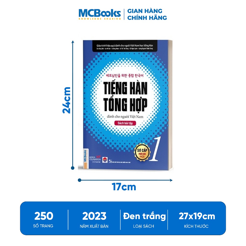Sách - Combo Tiếng Hàn Tổng Hợp dành cho người Việt Nam - Sơ Cấp 1 ( Giáo trình đen trắng và sbt)