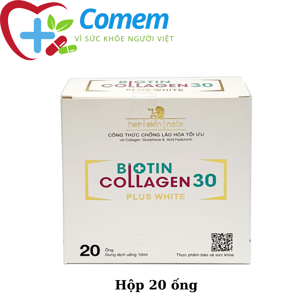 Biotin Collagen, Glutathione dạng nước giúp đẹp da, khỏe tóc móng - 20 ống [Biotin Collagen 30 Plus White]