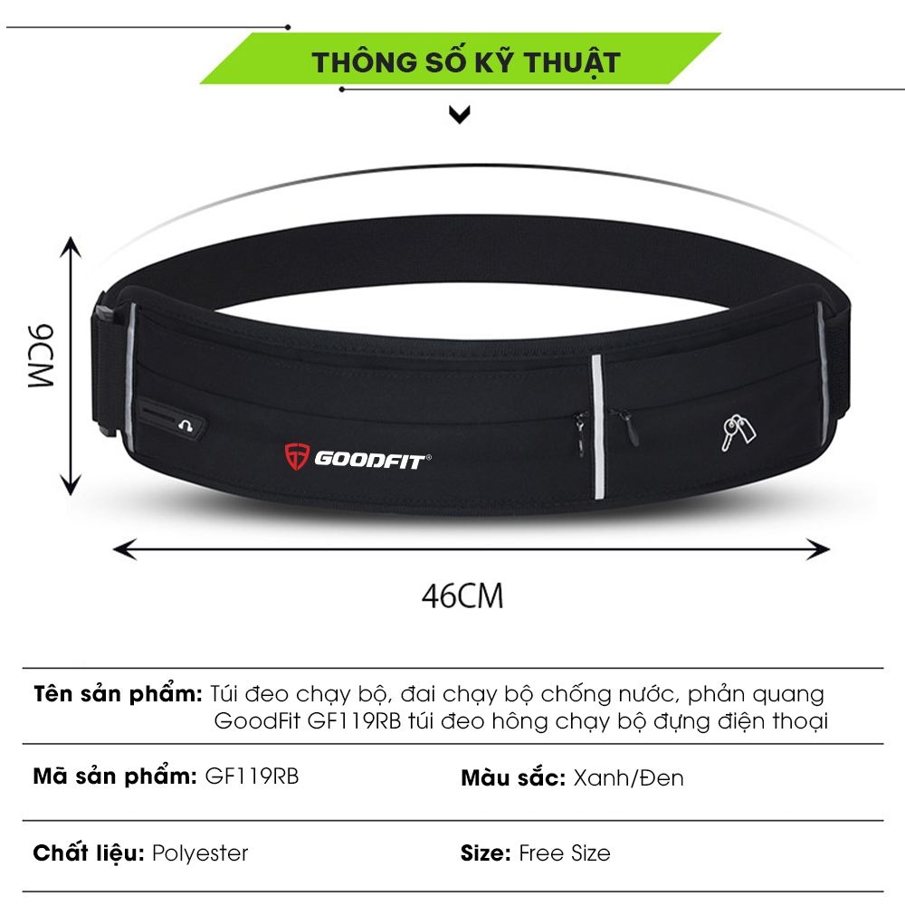 Túi đeo chạy bộ, đai chạy bộ chống nước, phản quang GoodFit GF119RB