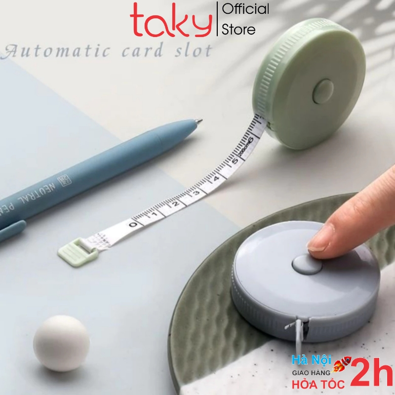 Ảnh Thước Dây -Taky, Với Nút Bấm Tự Rút Sau Khi Kéo, Đo Vòng Bụng, Vòng Eo 3 Vòng Kiểm Tra Sức Khỏe 1.5m - Đo Quần Áo. 5940 1