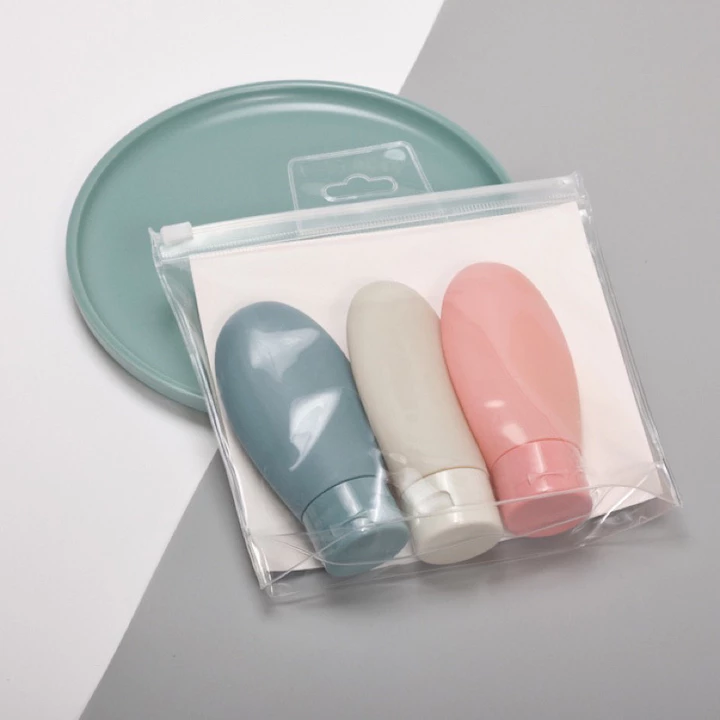 Set 3 lọ chiết mĩ phẩm nhựa dẻo màu Pastel đựng dầu gội sữa tắm sữa rửa mặt 60ml - Bộ chiết mĩ phẩm du lịch 3 món