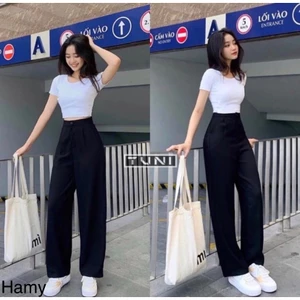 Quần Ống Rộng Xuông Dài Khoá Phía Trước