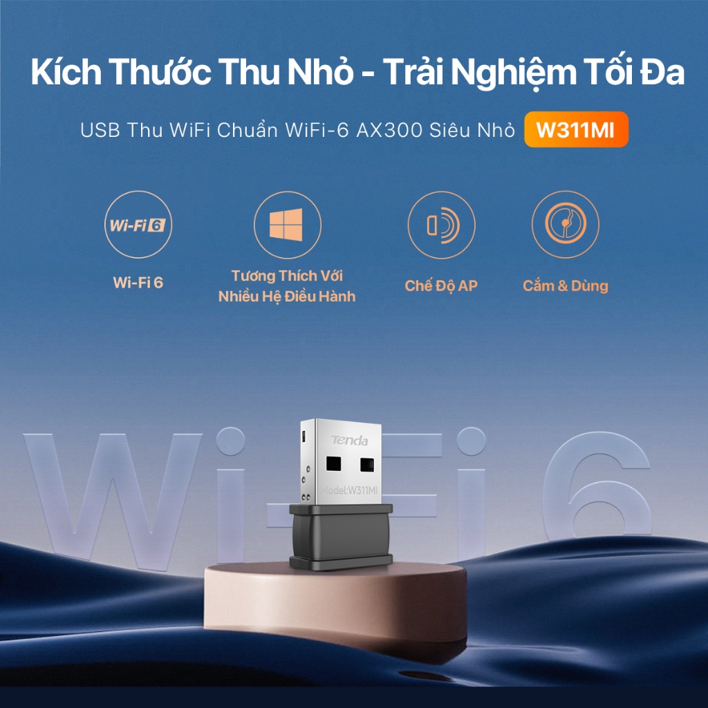 Ảnh Bộ Chuyển Đổi USB WiFi Tenda W311MI AX300Mbps- Hàng Chính Hãng 2
