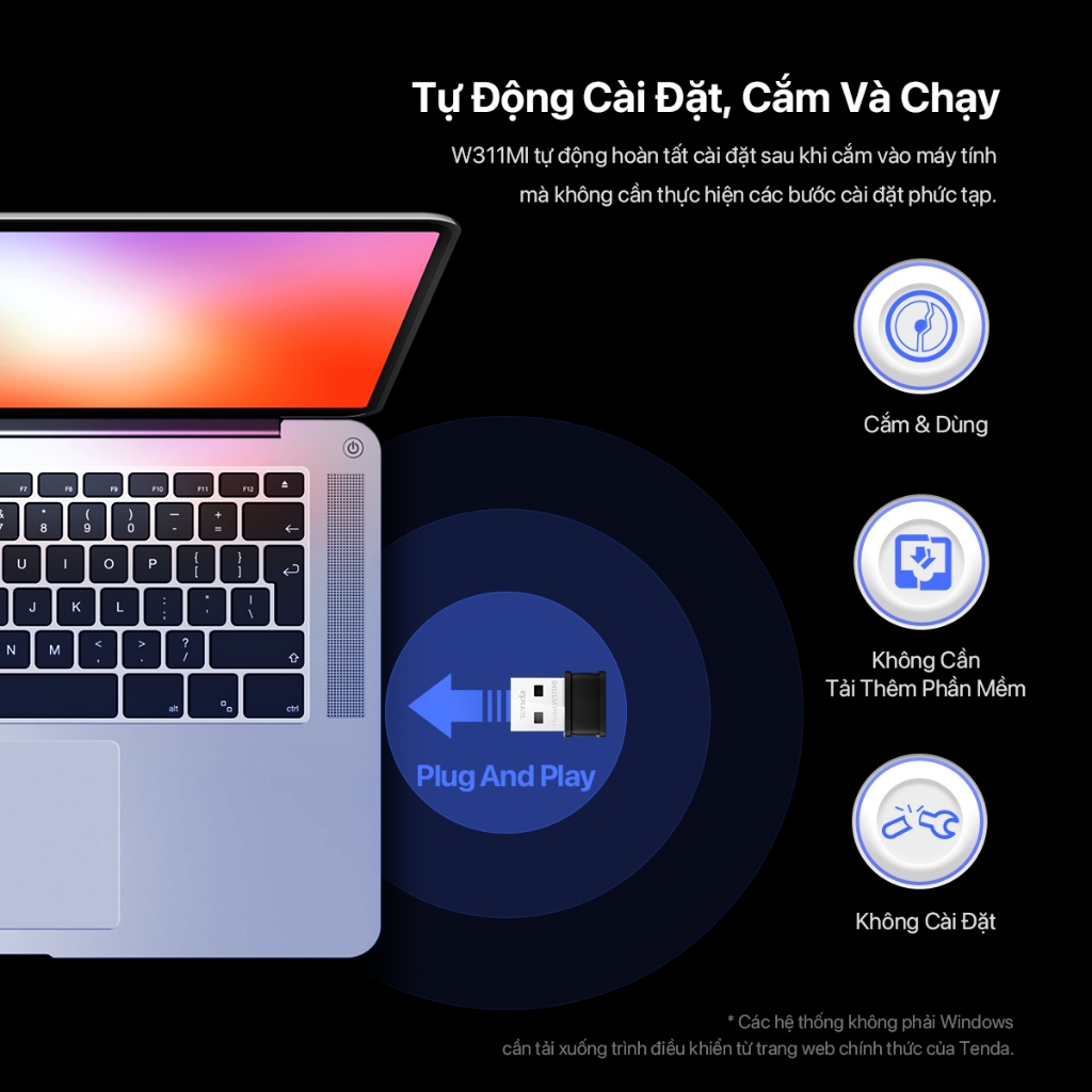 Ảnh Bộ Chuyển Đổi USB WiFi Tenda W311MI AX300Mbps- Hàng Chính Hãng 4