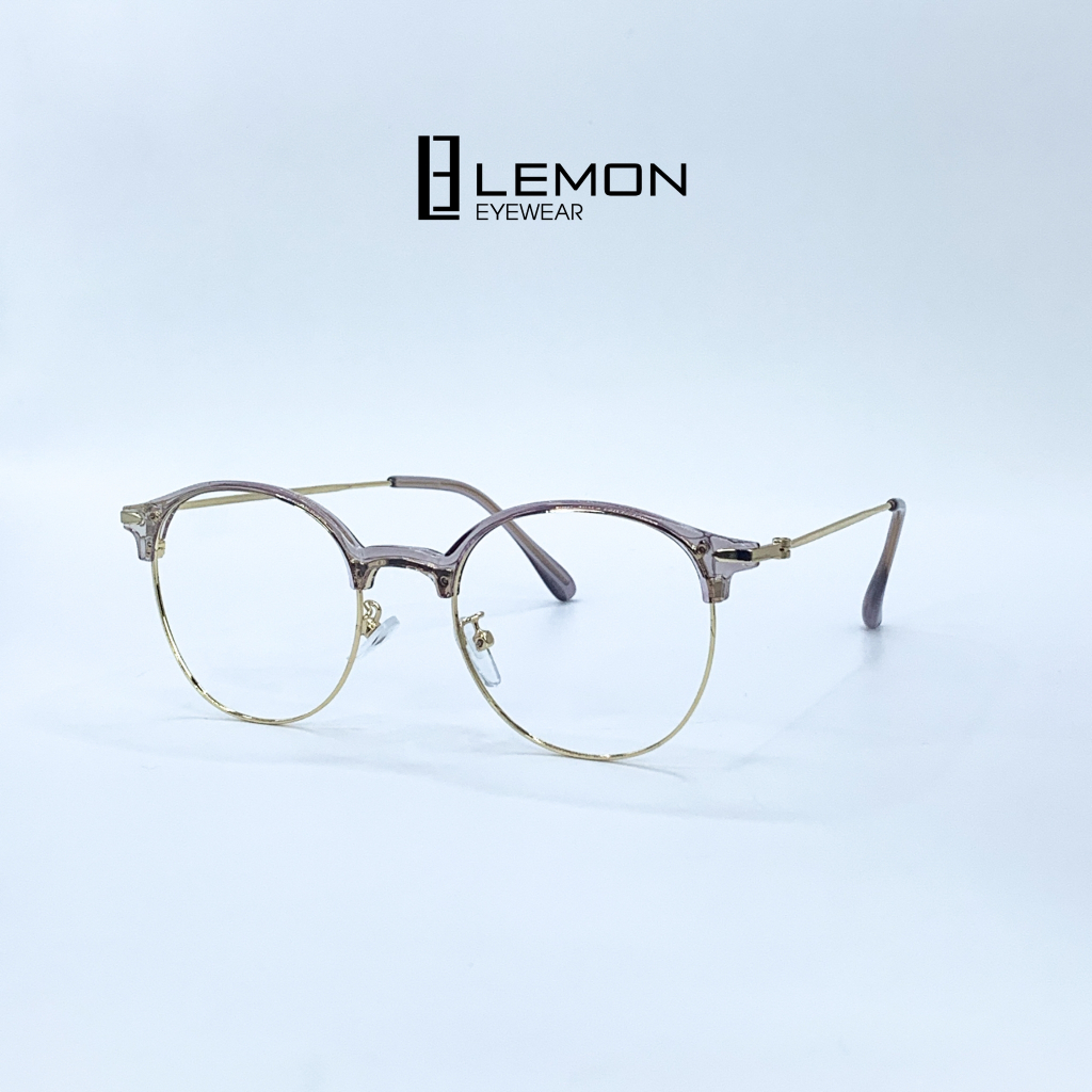 Gọng Kính Cận, Giả Cận Mắt Tròn Thời Trang LemonEyewear Kim Loại LE2736