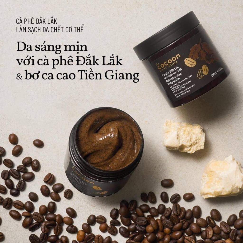 Tẩy Da Chết Cocoon Cà phê Đắk lắk làm sạch da chết Dak Lak Coffee Body  Polish 200ml | Shopee Việt Nam