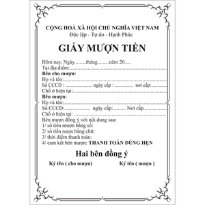 combo 20 tờ Giấy mượn tien